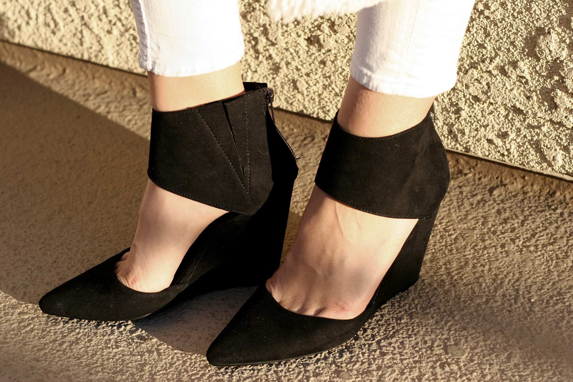 Forever21 Zippered Faux Suede Black Wedge