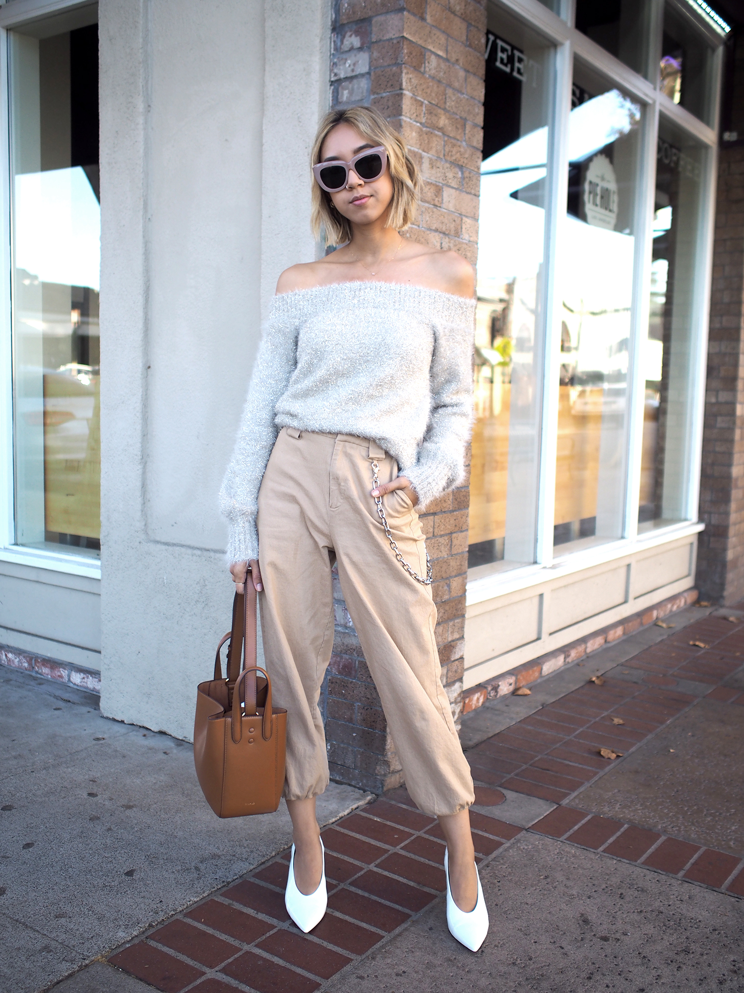 Shimmer Off Shoulder Sweater