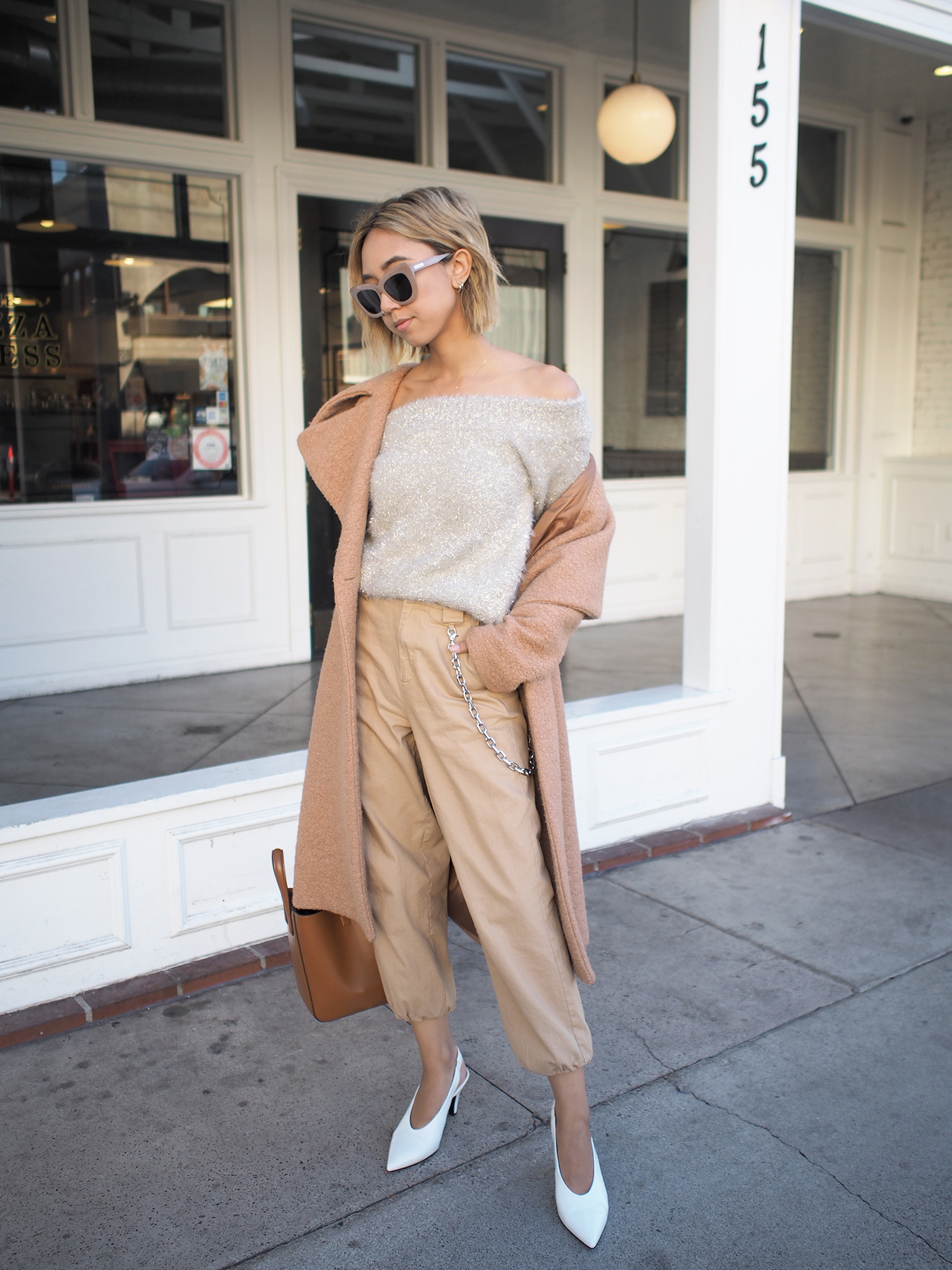 Shimmer Off Shoulder Sweater