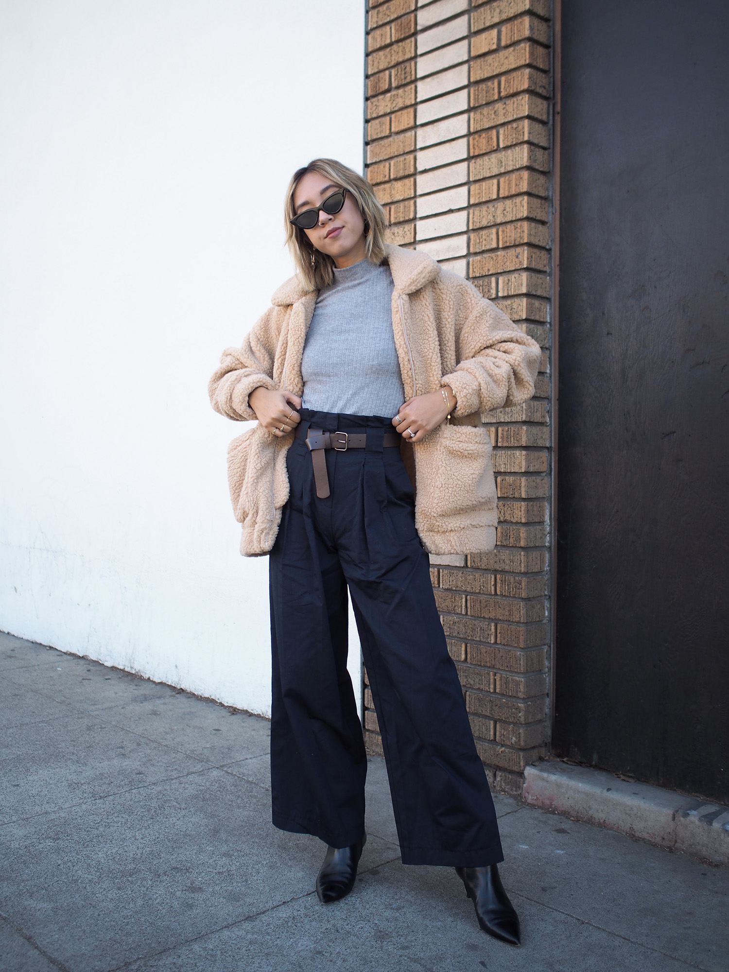 Navy Paper Bag Trousers