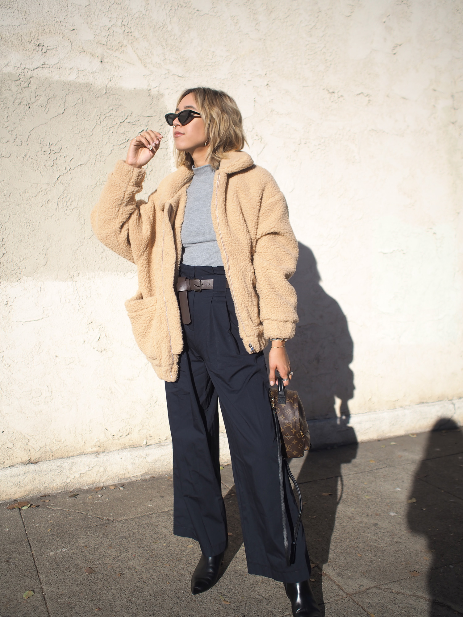 Paper bag online trousers with boots