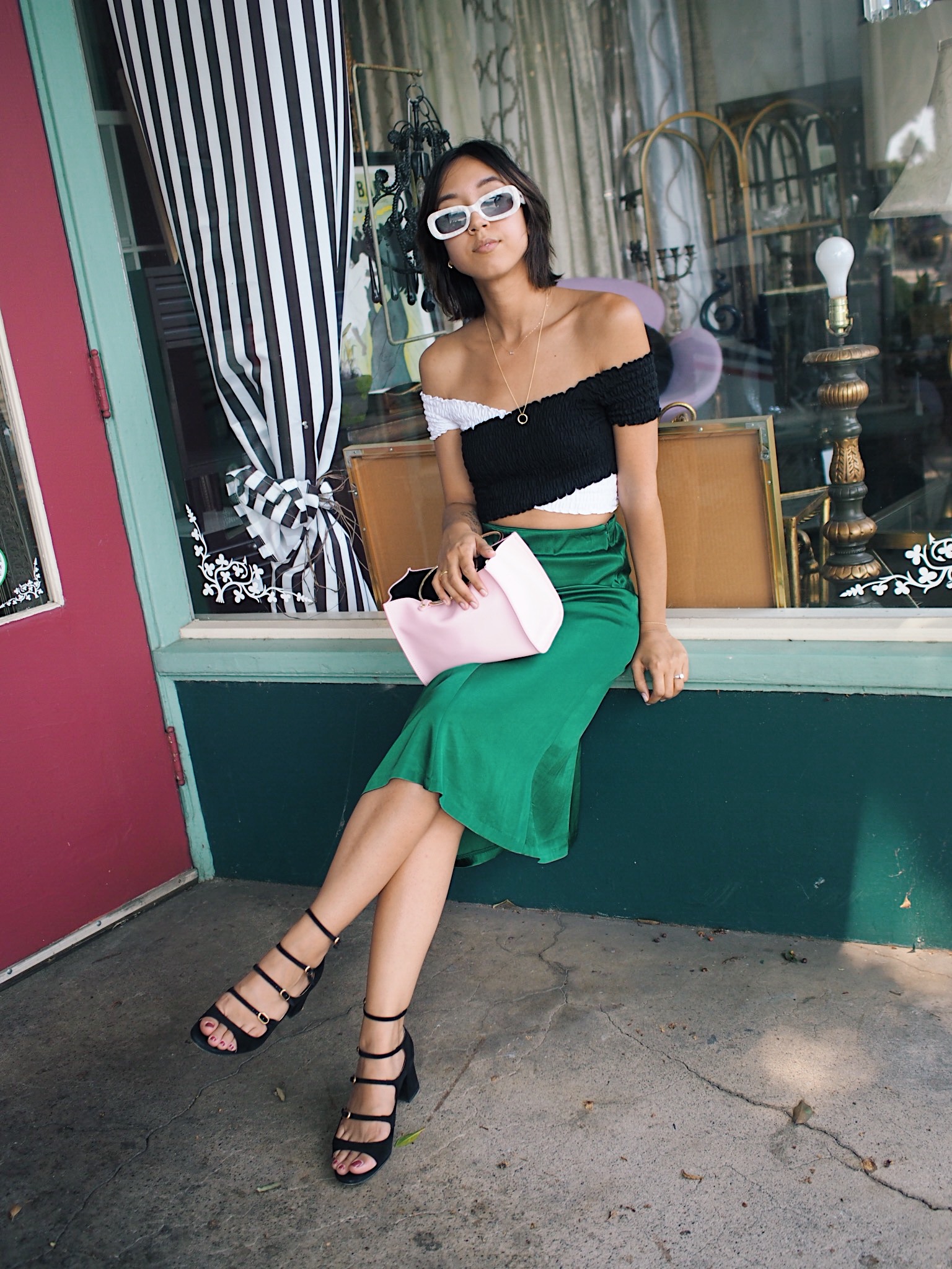 Zara Silky Green Midi Skirt
