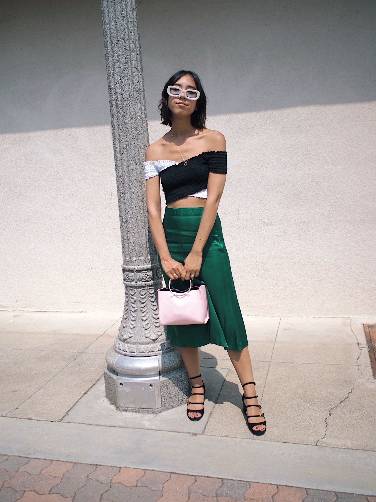 Zara Silky Green Midi Skirt