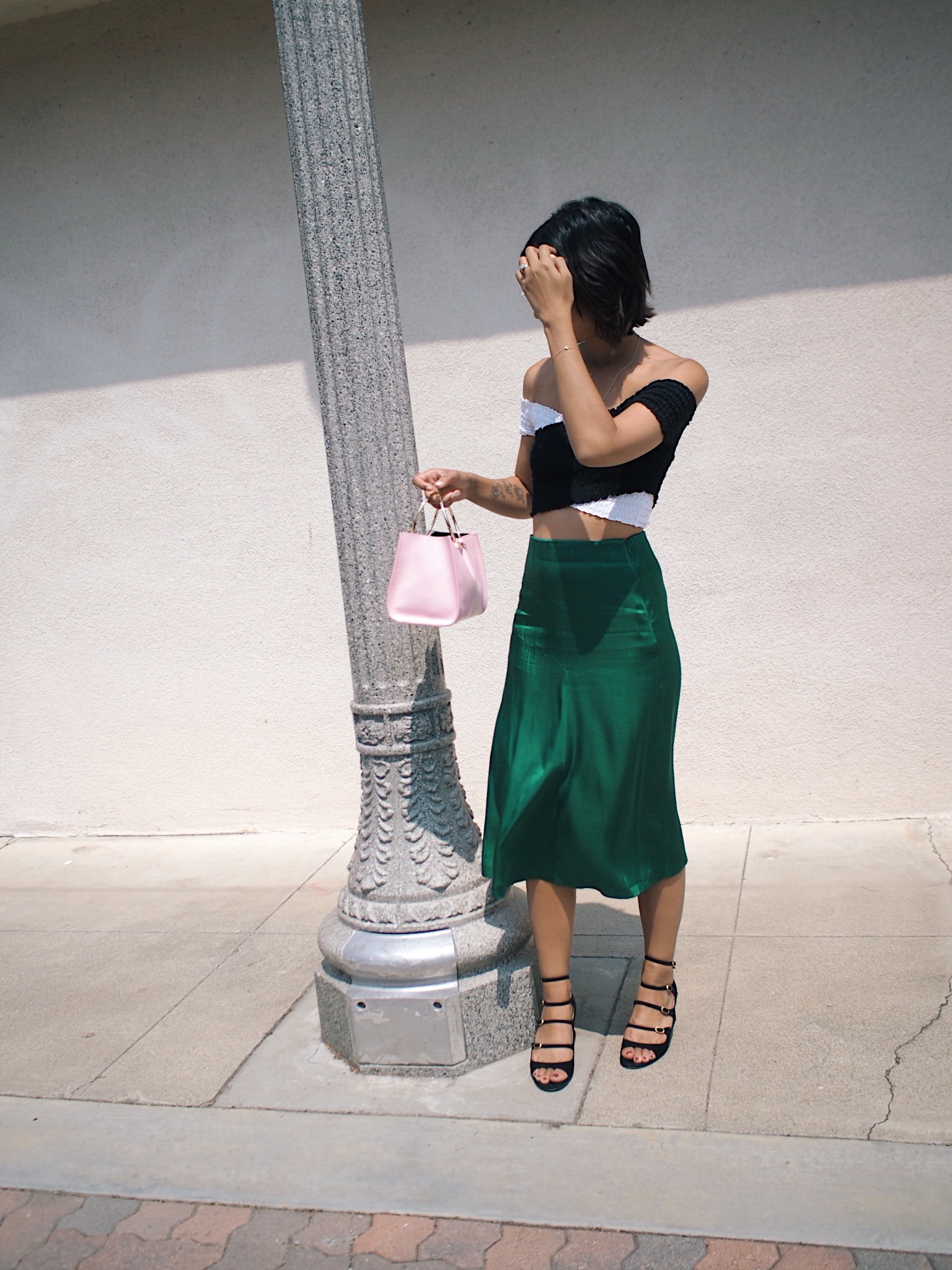 Zara Silky Green Midi Skirt